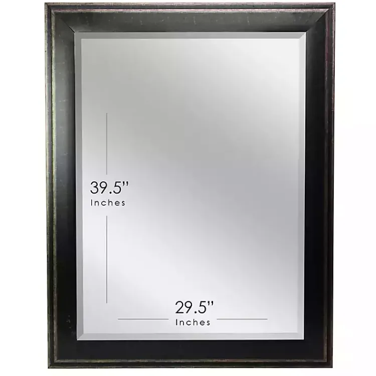 Framed Mirrors-Kirklands Home Black Two Step Beveled Frame Vanity Mirror