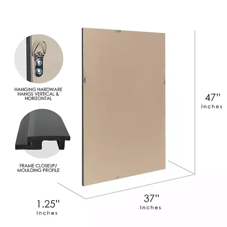 Framed Mirrors-Kirklands Home Black Two Step Beveled Frame Vanity Mirror