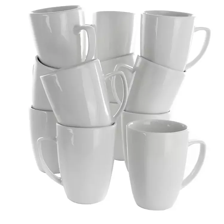 Glassware & Drinkware-Kirklands Home Porcelain Mugs, Set of 12 White