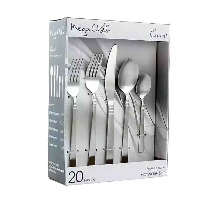 Flatware & Cutlery-Kirklands Home Cravat Stainless Steel 20-pc. Flatware Set Silver