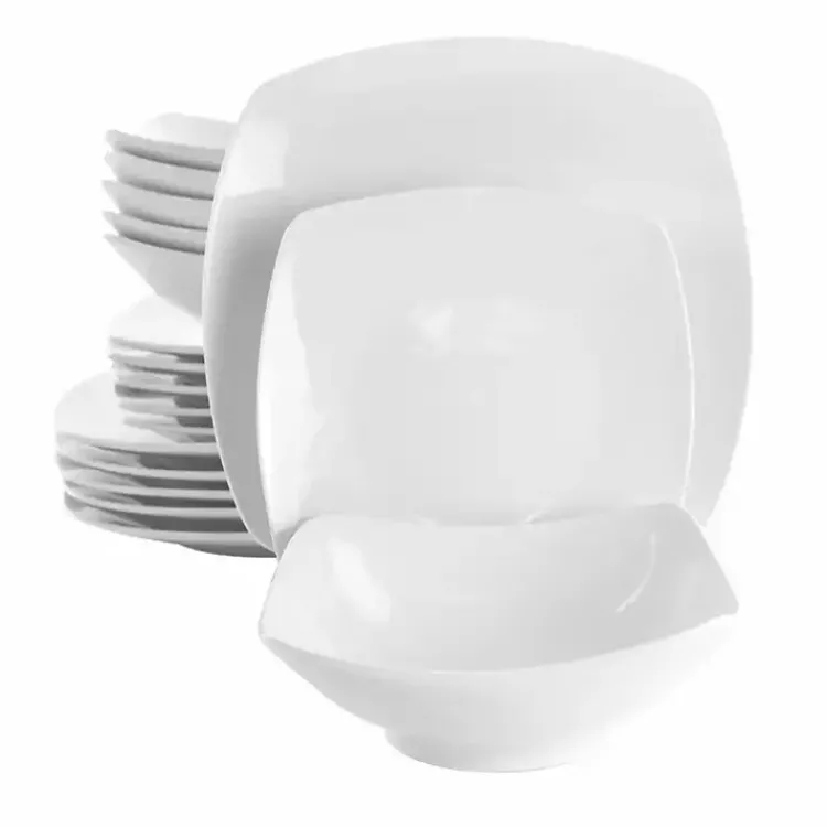Dinnerware-Kirklands Home Porcelain Square 18-pc. Dinnerware Set White