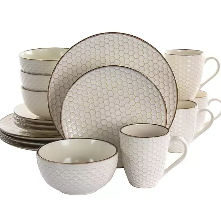 Dinnerware-Kirklands Home Stoneware Texture 16-pc. Dinnerware Set Ivory