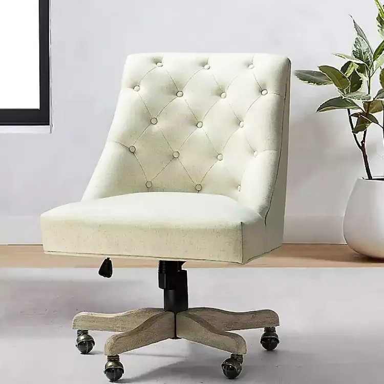 Office Furniture-Kirklands Home Dylan Upholstered Office Chair Ivory