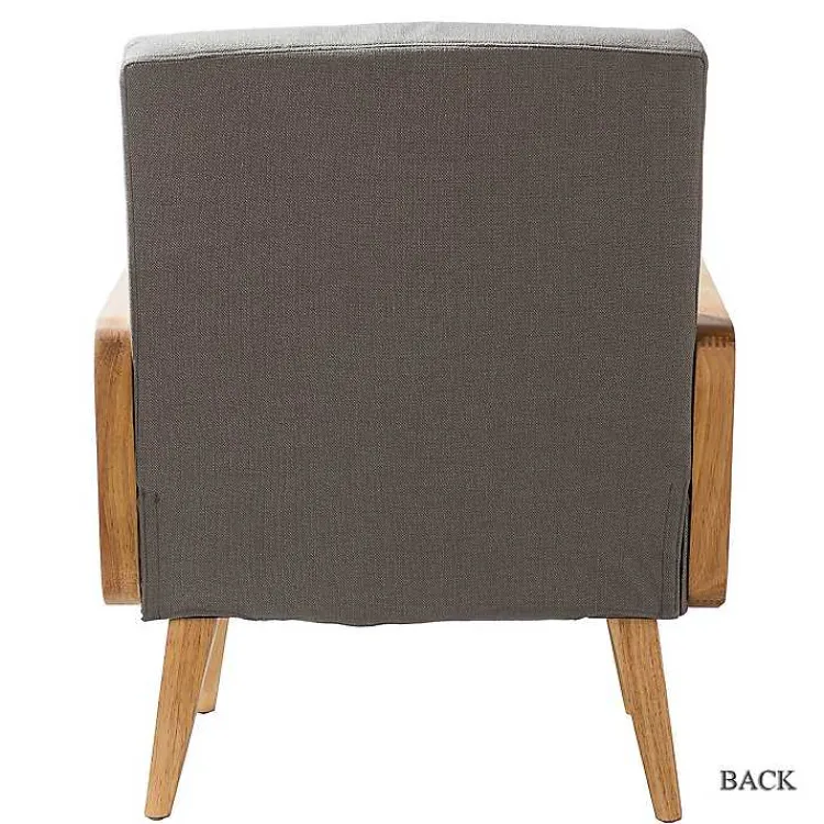 Accent Chairs-Kirklands Home Upholstered Velvet Accent Chair Gray