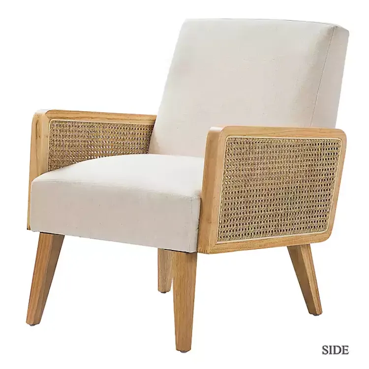 Accent Chairs-Kirklands Home Linen Upholstered Accent Chair Ivory
