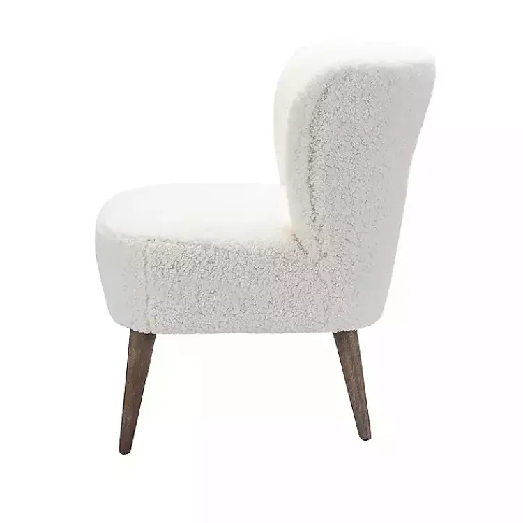 Accent Chairs-Kirklands Home Cream Fluffy Wingback Accent Chair White