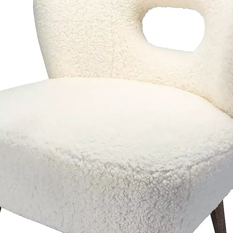 Accent Chairs-Kirklands Home Cream Fluffy Wingback Accent Chair White