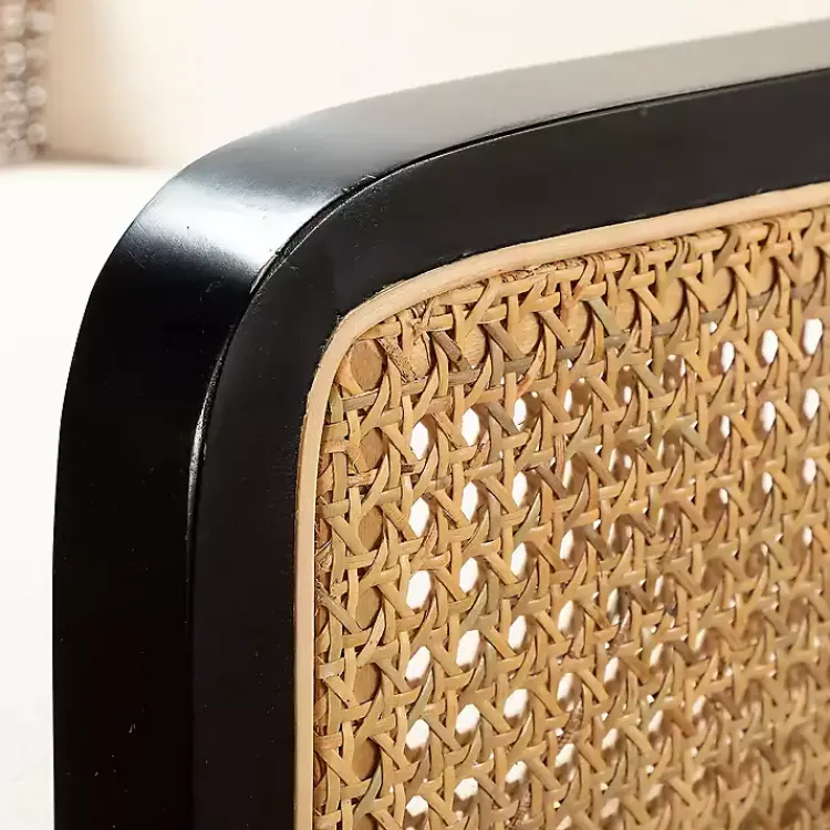 Accent Chairs-Kirklands Home White Linen and Rattan Accent Chair Ivory