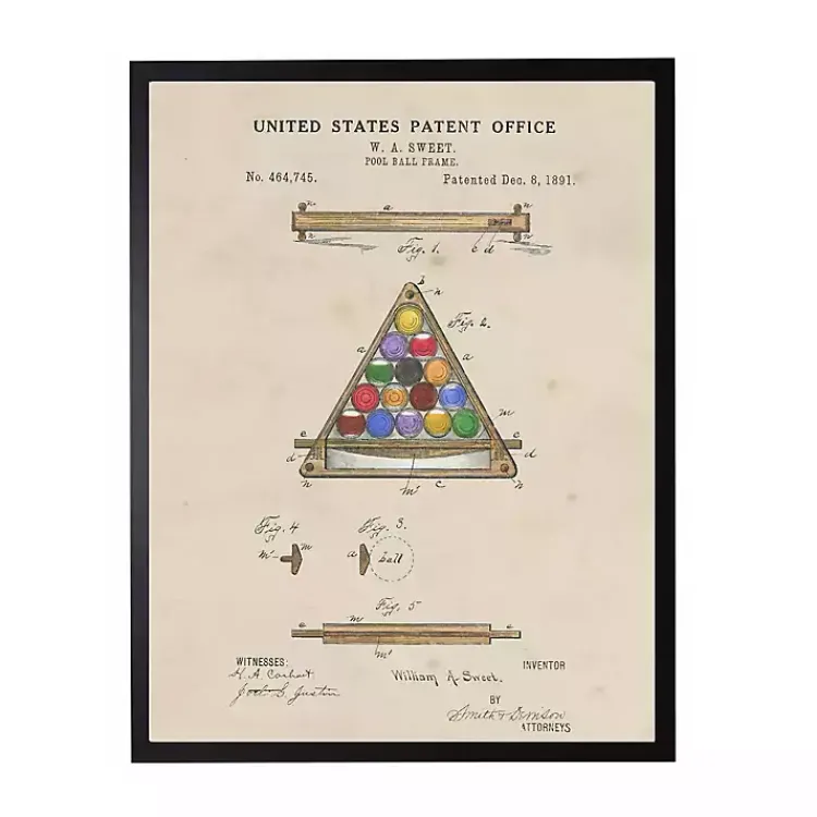 Framed Art-Kirklands Home Watercolor Pool Ball Frame Framed Art Print Tan