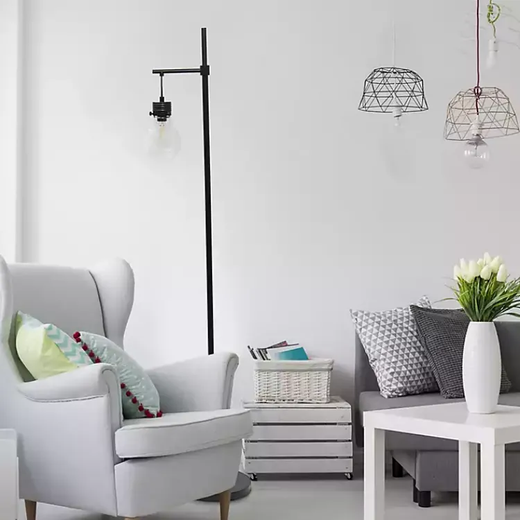 Floor Lamps-Kirklands Home Matte Black Stephen Floor Lamp Clear