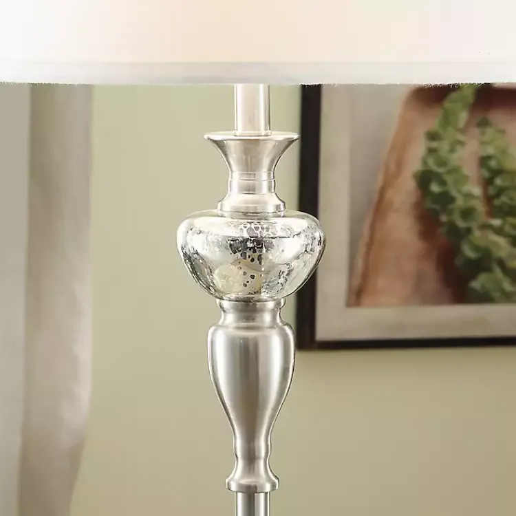 Floor Lamps-Kirklands Home Brushed Steel Fluted Floor Lamp White