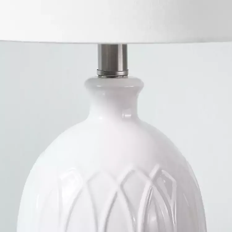 Table Lamps-Kirklands Home Raised Geometric Table Lamp White