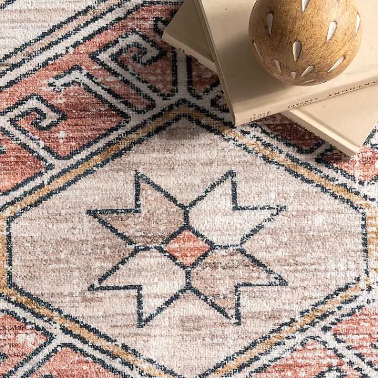 Area Rugs-Kirklands Home Orange Global Motif Washable Runner