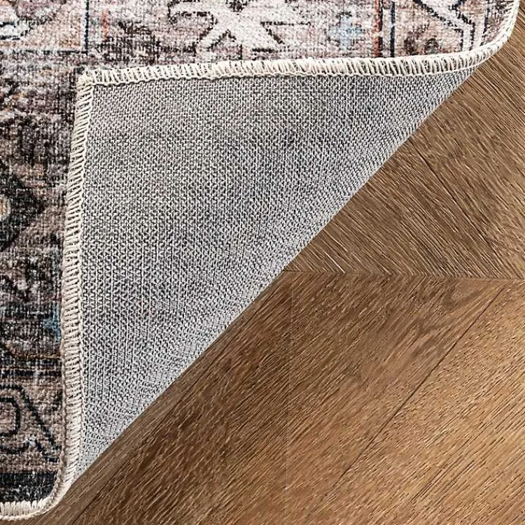 Area Rugs-Kirklands Home Orange Distressed Medallion Washable Area Rug, 4x6