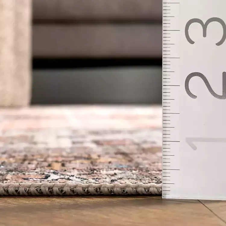 Area Rugs-Kirklands Home Orange Distressed Medallion Washable Area Rug, 4x6