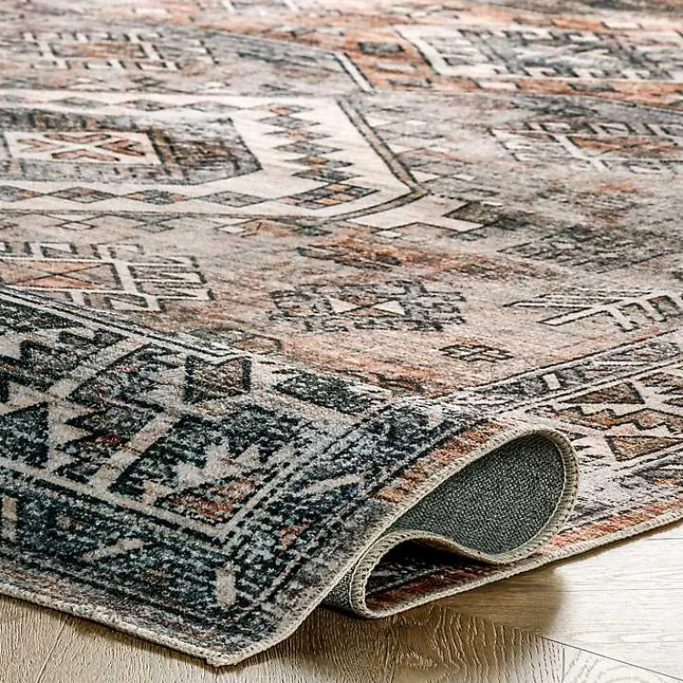 Area Rugs-Kirklands Home Orange Global Pattern Washable Runner