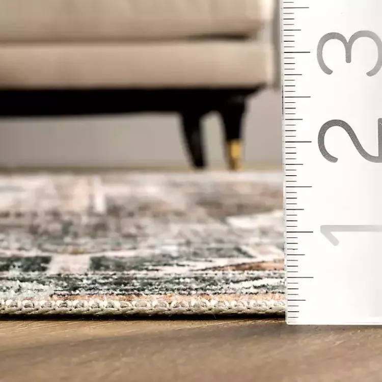 Area Rugs-Kirklands Home Orange Global Pattern Washable Area Rug, 5x8