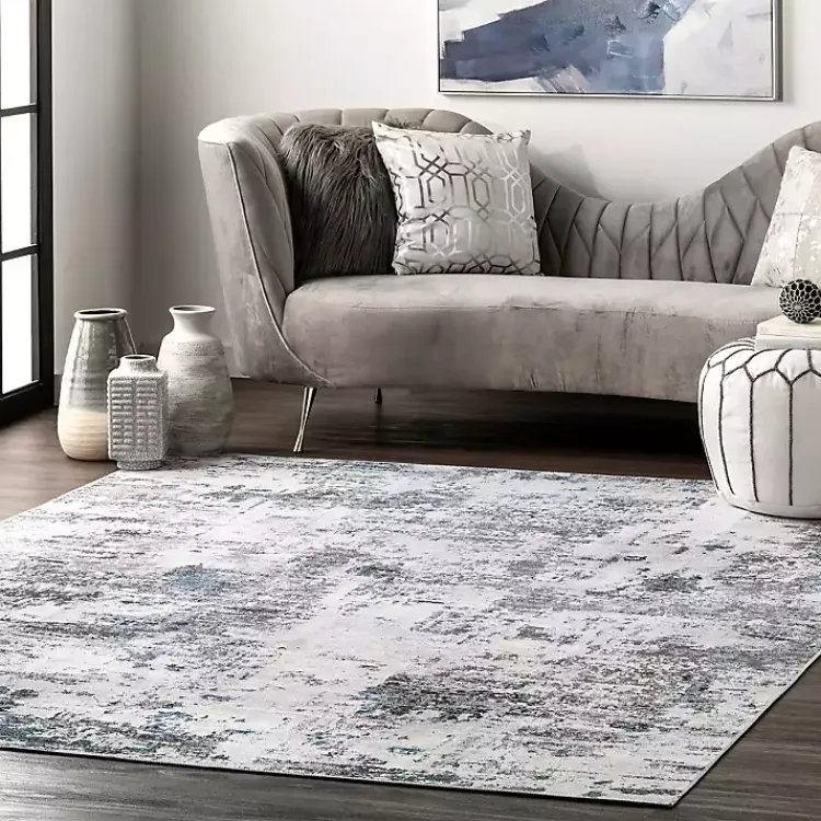 Area Rugs-Kirklands Home Gray Modern Abstract Washable Area Rug, 5x8