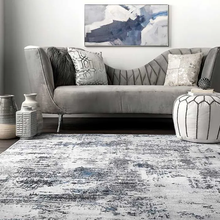 Area Rugs-Kirklands Home Gray Modern Abstract Washable Area Rug, 5x8