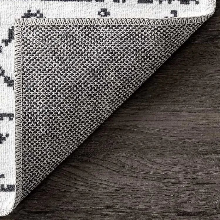 Area Rugs-Kirklands Home Black and Ivory Moroccan Washable Area Rug, 4x6