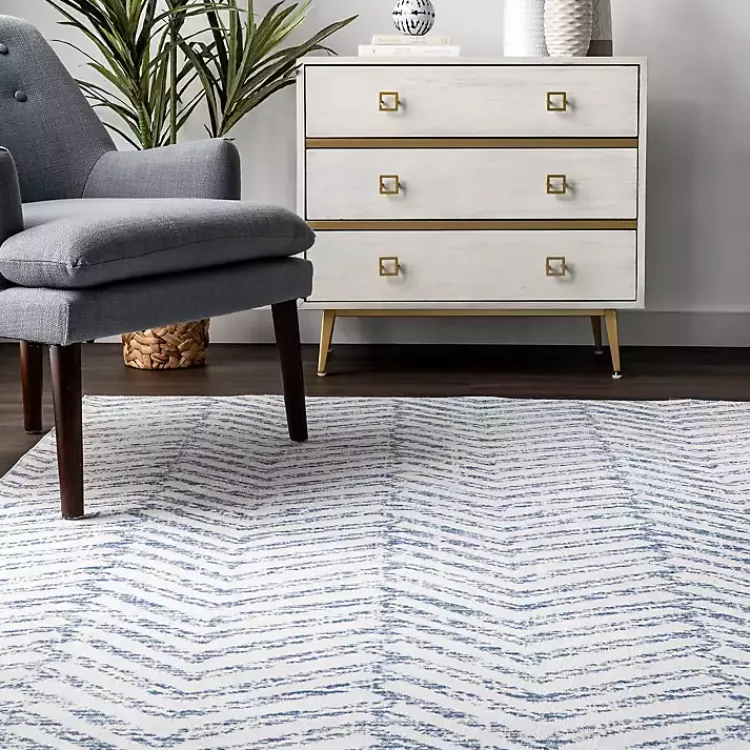 Area Rugs-Kirklands Home Blue Geometric Pattern Washable Runner