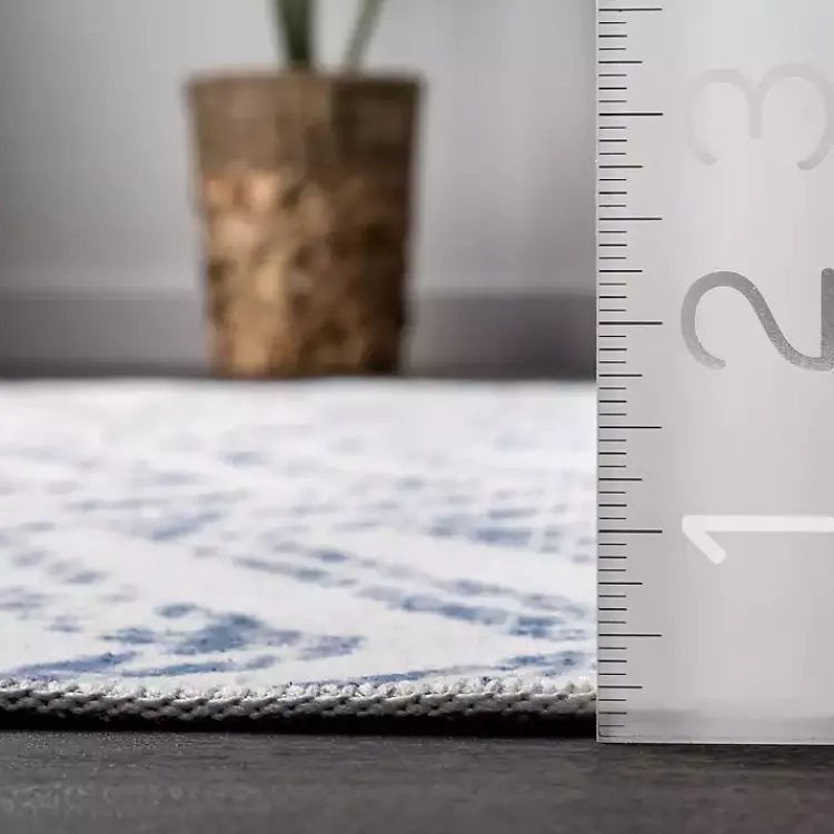 Area Rugs-Kirklands Home Blue Geometric Pattern Washable Runner