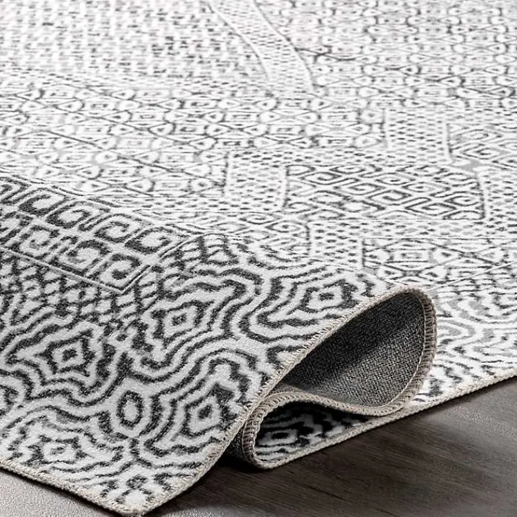 Area Rugs-Kirklands Home Gray Abstract Pattern Washable Area Rug, 3x5