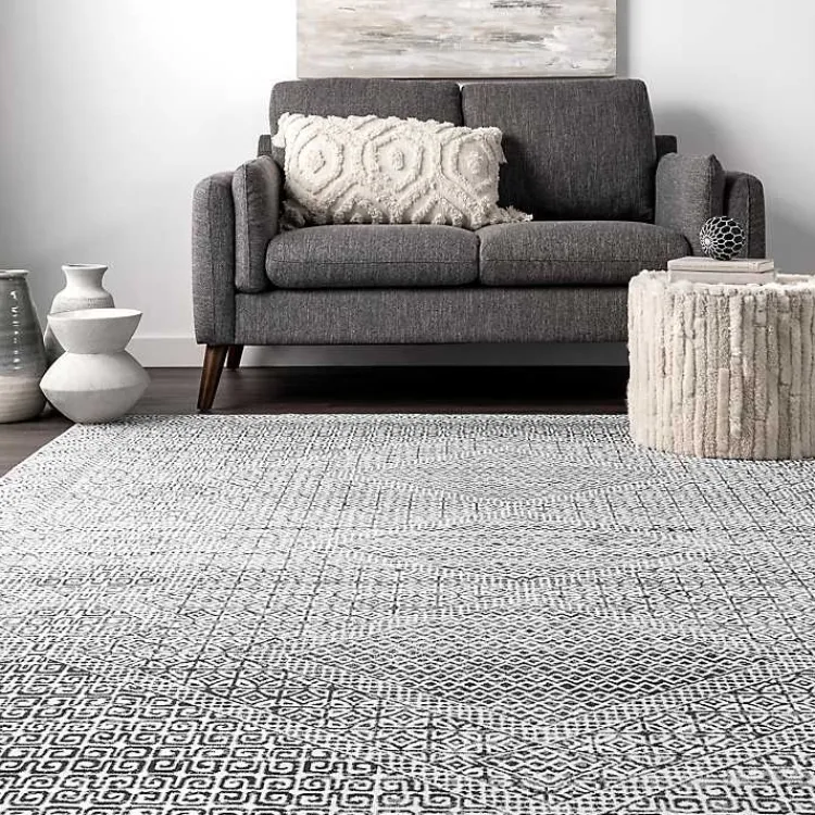 Area Rugs-Kirklands Home Gray Abstract Pattern Washable Area Rug, 4x6