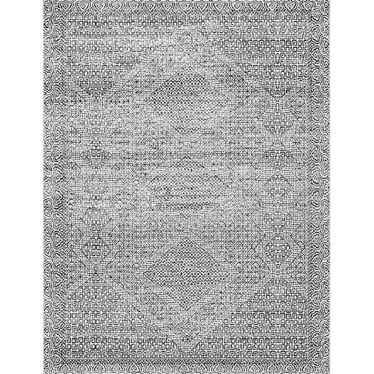 Area Rugs-Kirklands Home Gray Abstract Pattern Washable Area Rug, 5x8