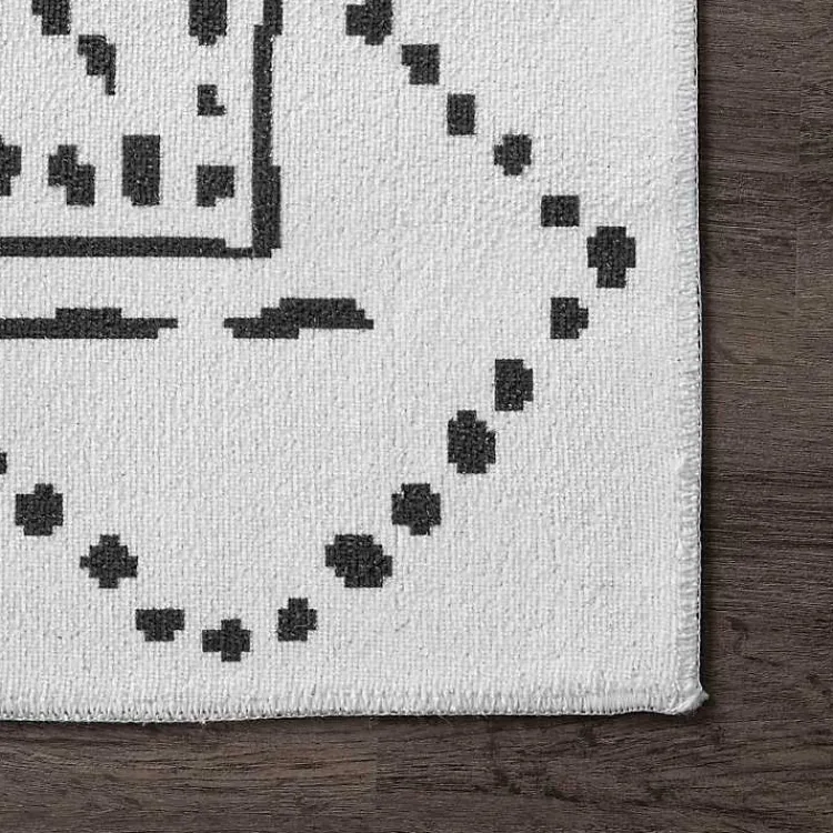 Area Rugs-Kirklands Home Ivory and Black Diamond Washable Area Rug, 4x6