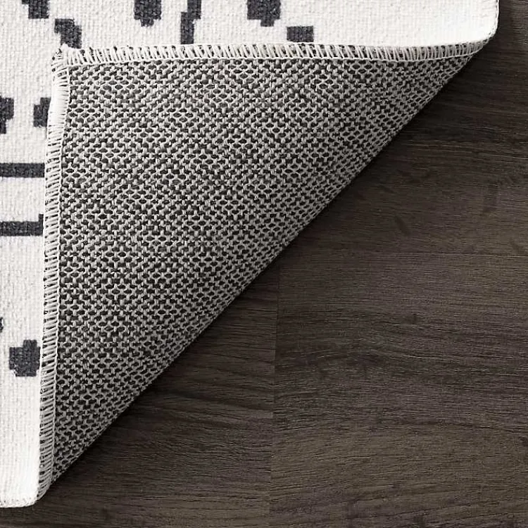 Area Rugs-Kirklands Home Ivory and Black Diamond Washable Area Rug, 4x6