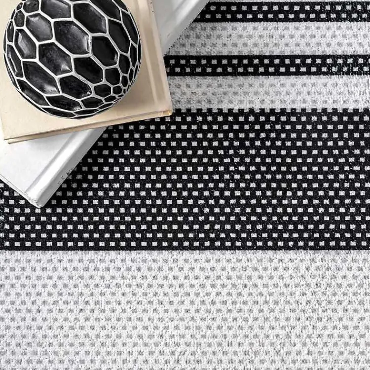 Area Rugs-Kirklands Home Black and White Striped Washable Area Rug, 3x5