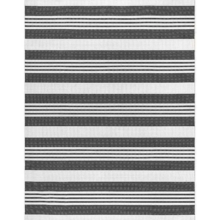 Area Rugs-Kirklands Home Gray and Black Striped Washable Area Rug, 5x8