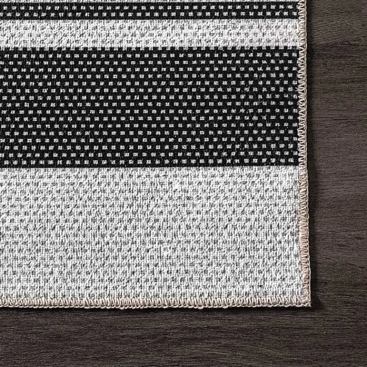 Area Rugs-Kirklands Home Gray and Black Striped Washable Area Rug, 5x8