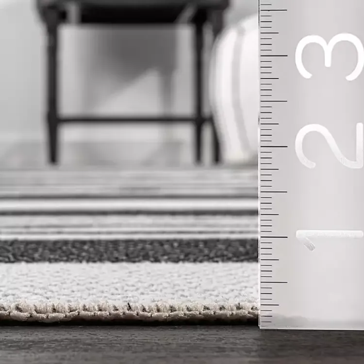 Area Rugs-Kirklands Home Gray and Black Striped Washable Area Rug, 5x8