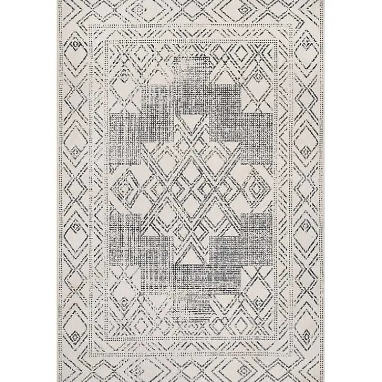 Area Rugs-Kirklands Home Gray Geometric Medallion Washable Area Rug, 4x6
