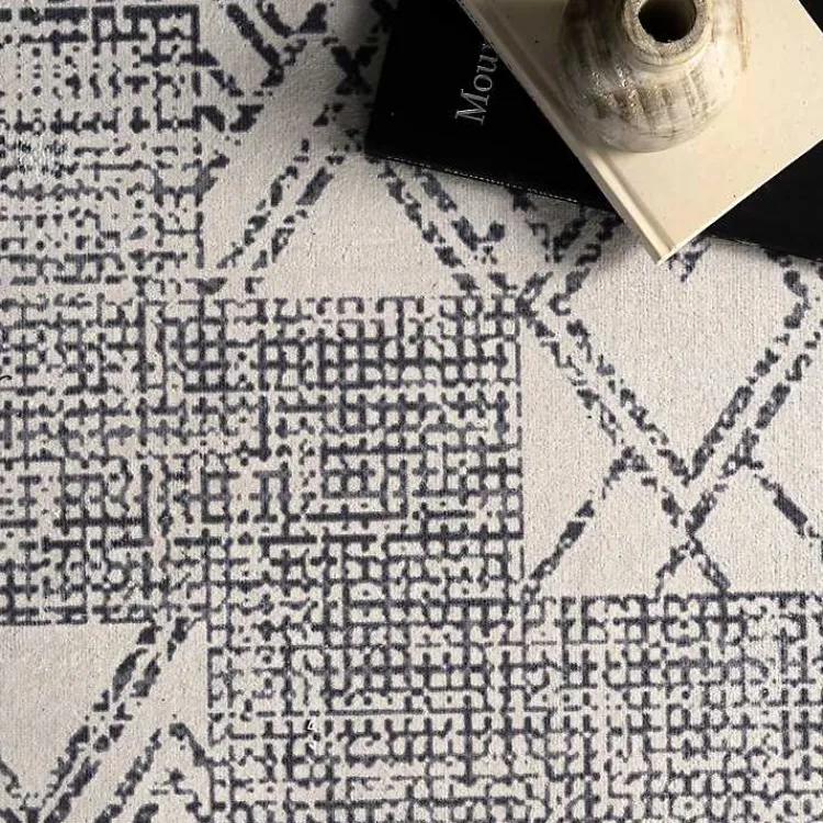 Area Rugs-Kirklands Home Gray Geometric Medallion Washable Area Rug, 5x8