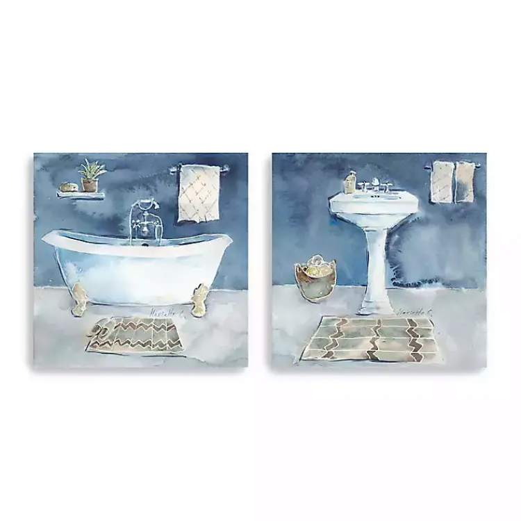 Canvas Art-Kirklands Home Watercolor Bathroom Canvas Art Prints, Set of 2