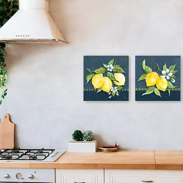 Canvas Art-Kirklands Home Blue Lemon Squeeze Canvas Art Prints, Set of 2