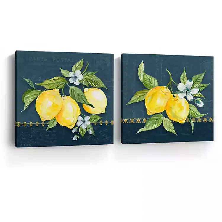Canvas Art-Kirklands Home Blue Lemon Squeeze Canvas Art Prints, Set of 2