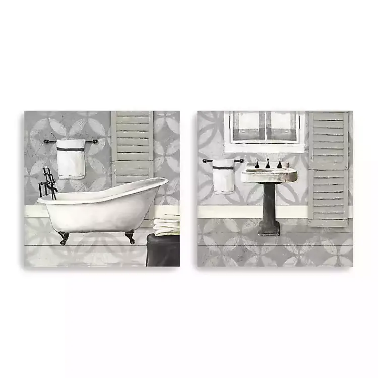 Canvas Art-Kirklands Home Gray Bath and Sink Canvas Art Prints, Set of 2