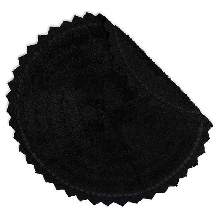 Bathroom Rugs-Kirklands Home Crochet Round Bath Mat Black