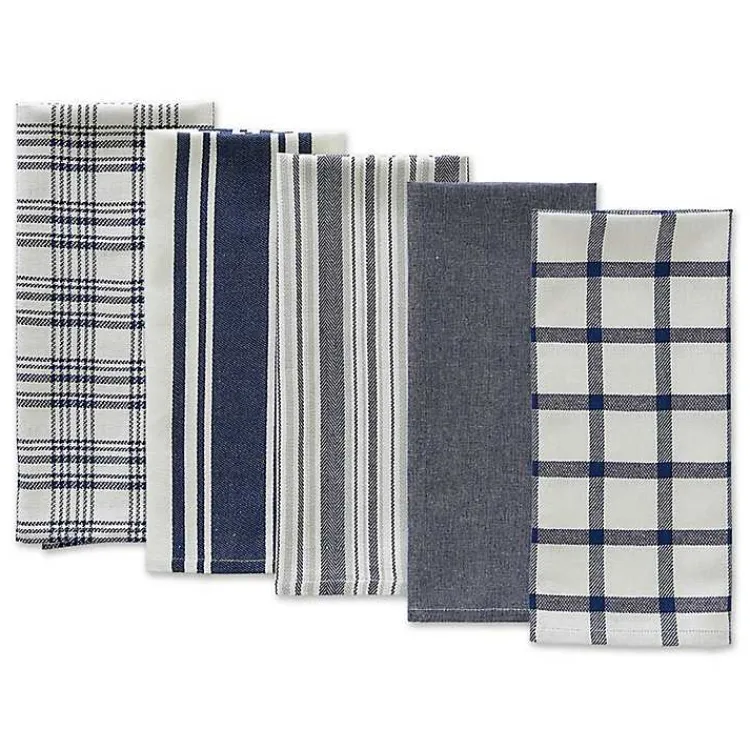 Kitchen Accessories-Kirklands Home Nautical Blue Woven Dish Towels, Set of 5