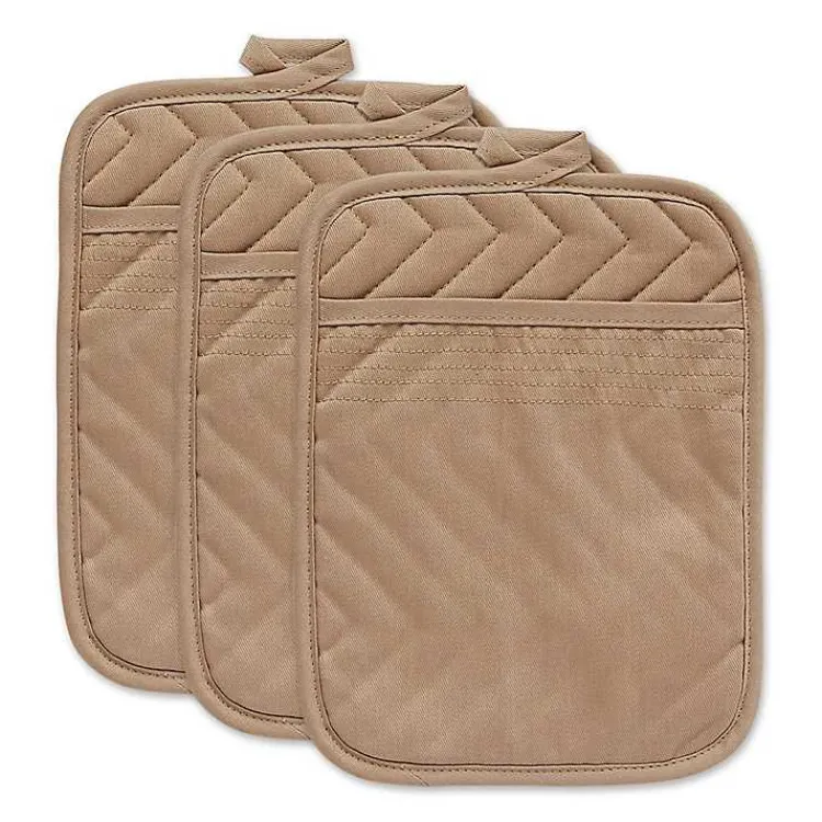 Kitchen Accessories-Kirklands Home Stone Quilted 3-pc. Potholder Set Brown