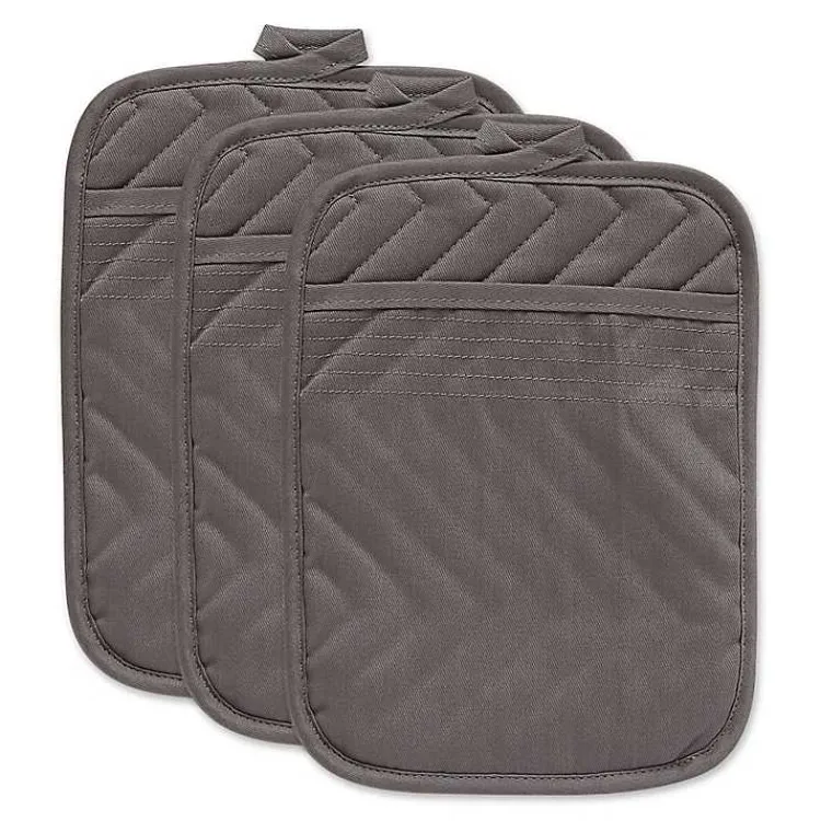 Kitchen Accessories-Kirklands Home Quilted 3-pc. Potholder Set Gray