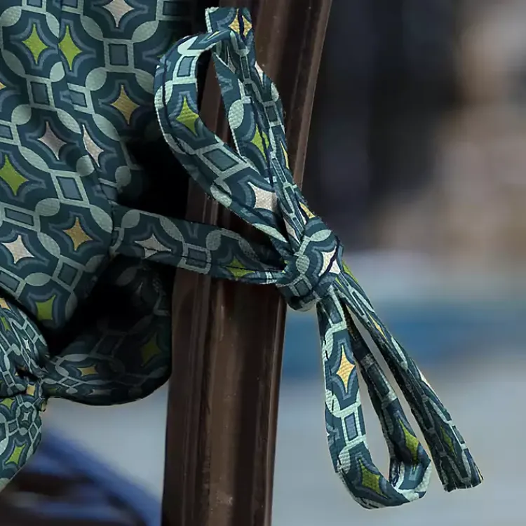 Outdoor Cushions & Pillows-Kirklands Home Alana Tile Luxe Outdoor Dining Chair Cushion Blue