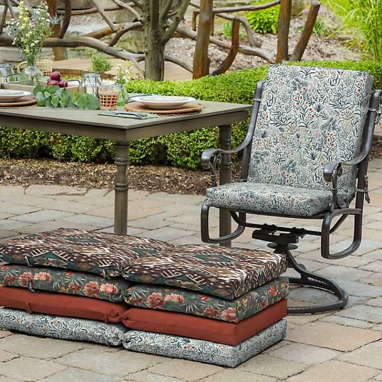 Outdoor Cushions & Pillows-Kirklands Home Millennial Leaf Luxe Outdoor Dining Chair Cushion White