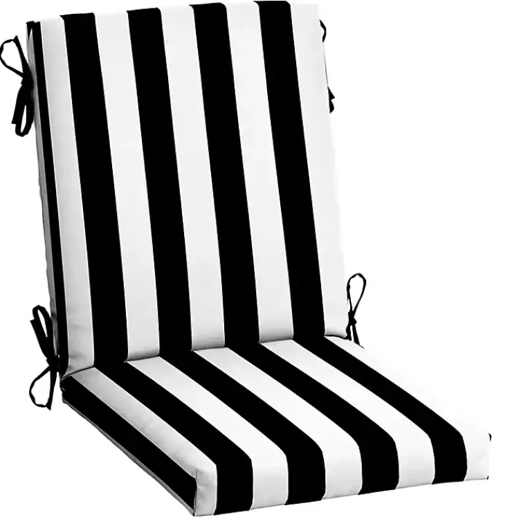 Outdoor Cushions & Pillows-Kirklands Home Stripe Luxe Outdoor Dining Chair Cushion Black