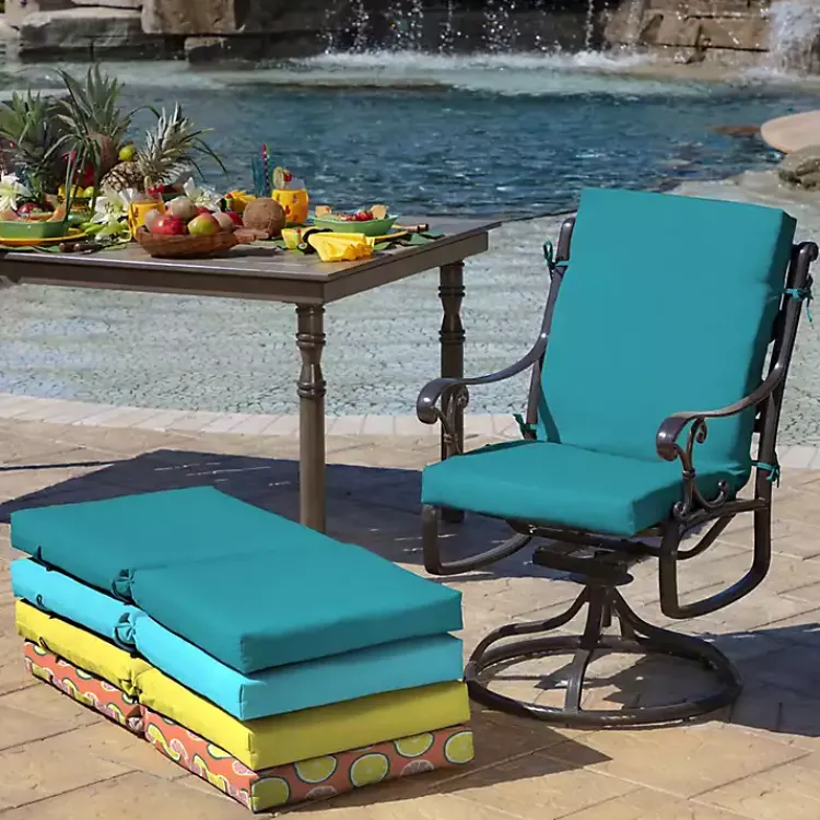 Outdoor Cushions & Pillows-Kirklands Home Lake Leala Luxe Outdoor Dining Chair Cushion Blue