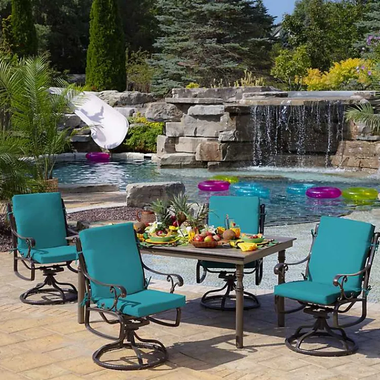 Outdoor Cushions & Pillows-Kirklands Home Lake Leala Luxe Outdoor Dining Chair Cushion Blue